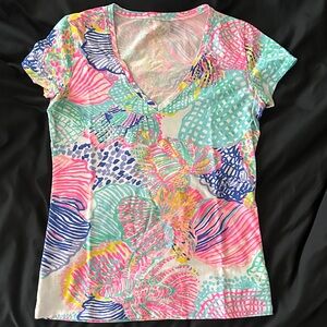 Lilly Pulitzer Multi-Color V Neck Tee